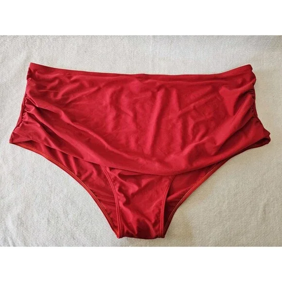 Rosegal Swim Briefs Women's Red High Waisted Bathing Suit Bottom Plus Size 5X - Picture 1 of 9